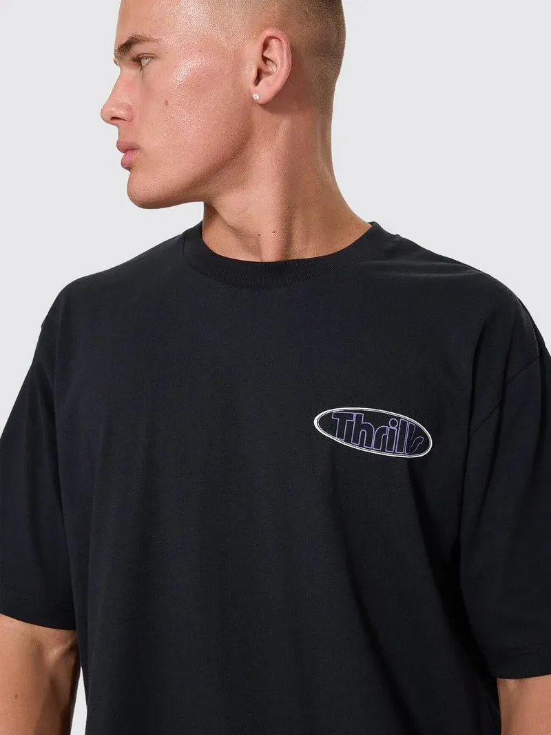 THRILLS MENS VAL FOR THE WIN OVERSIZE TEE - FADED BLACK