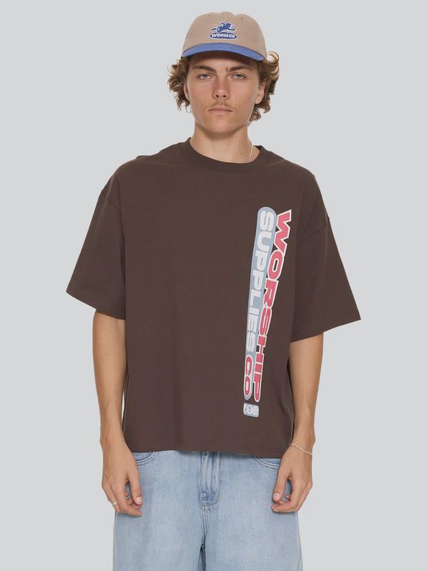 WORSHIP MENS GLOBO BOX CROP TEE - GANACHE