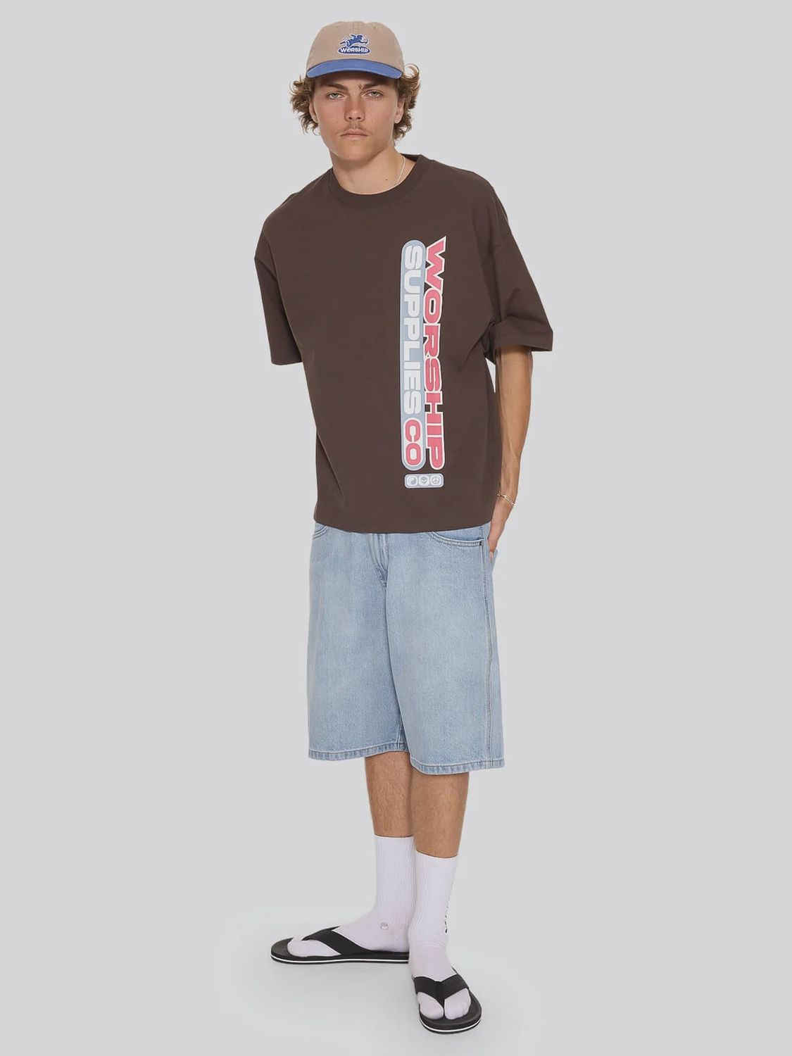 WORSHIP MENS GLOBO BOX CROP TEE - GANACHE