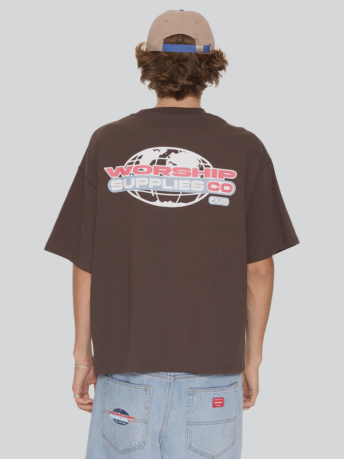 WORSHIP MENS GLOBO BOX CROP TEE - GANACHE