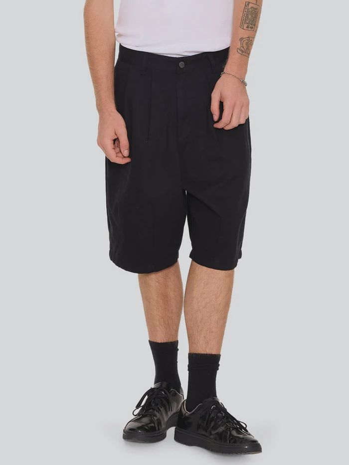 THRILLS MENS CHAOS BARREL LEG BALLOON BAGGY SHORT - BLACK