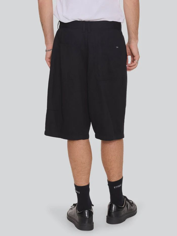 THRILLS MENS CHAOS BARREL LEG BALLOON BAGGY SHORT - BLACK