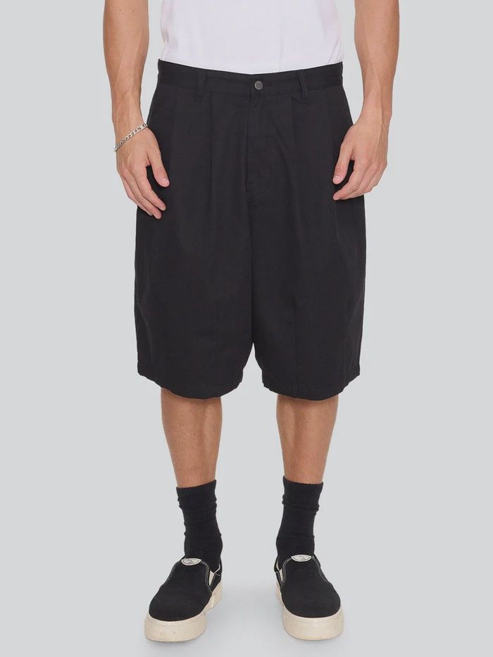THRILLS MENS CHAOS BARREL LEG BALLOON BAGGY SHORT - BLACK