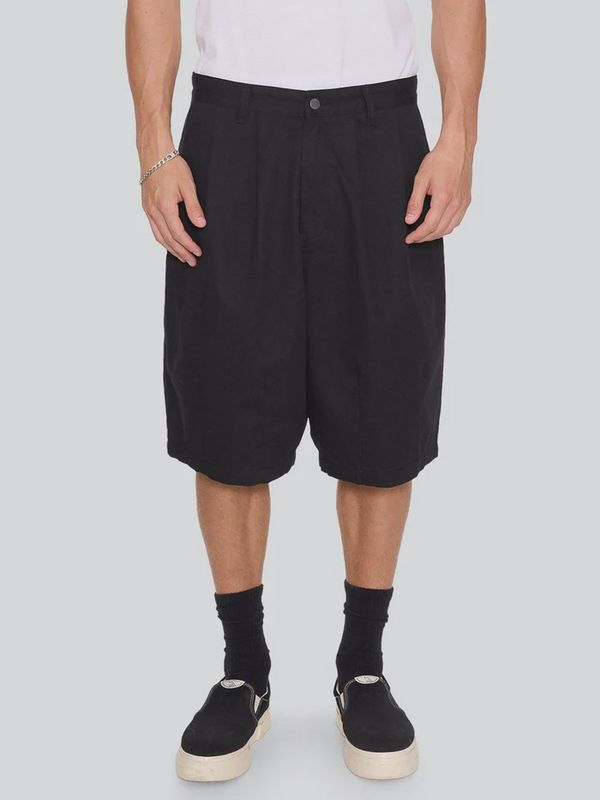 THRILLS MENS CHAOS BARREL LEG BALLOON BAGGY SHORT - BLACK