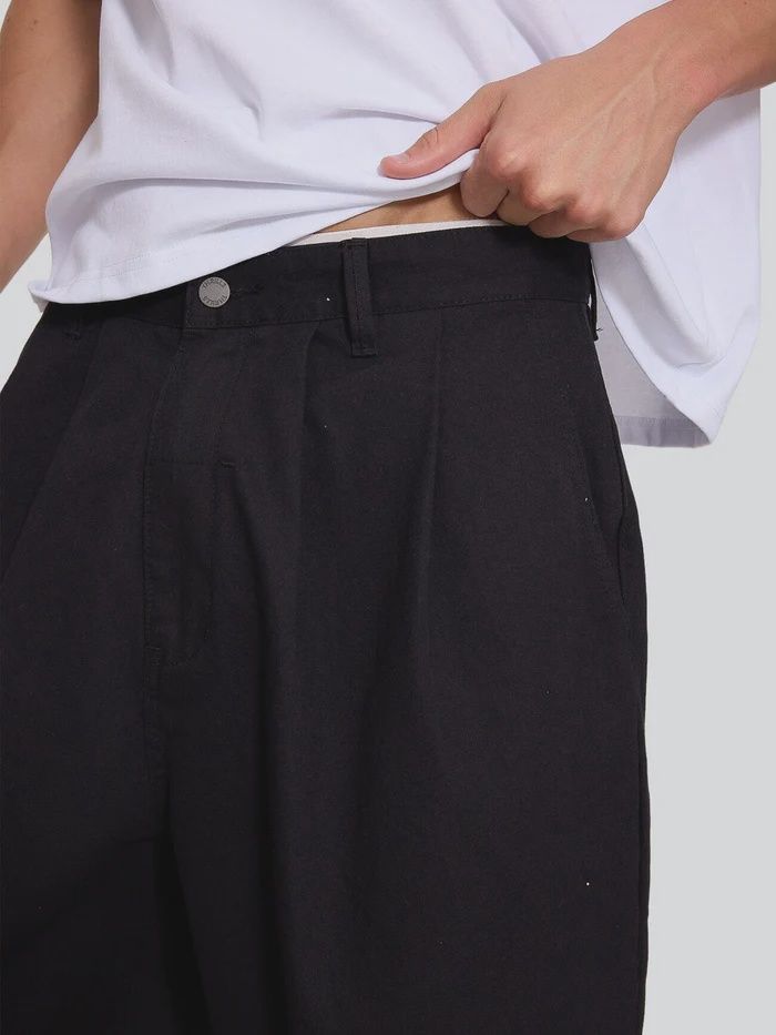 THRILLS MENS CHAOS BARREL LEG BALLOON BAGGY SHORT - BLACK