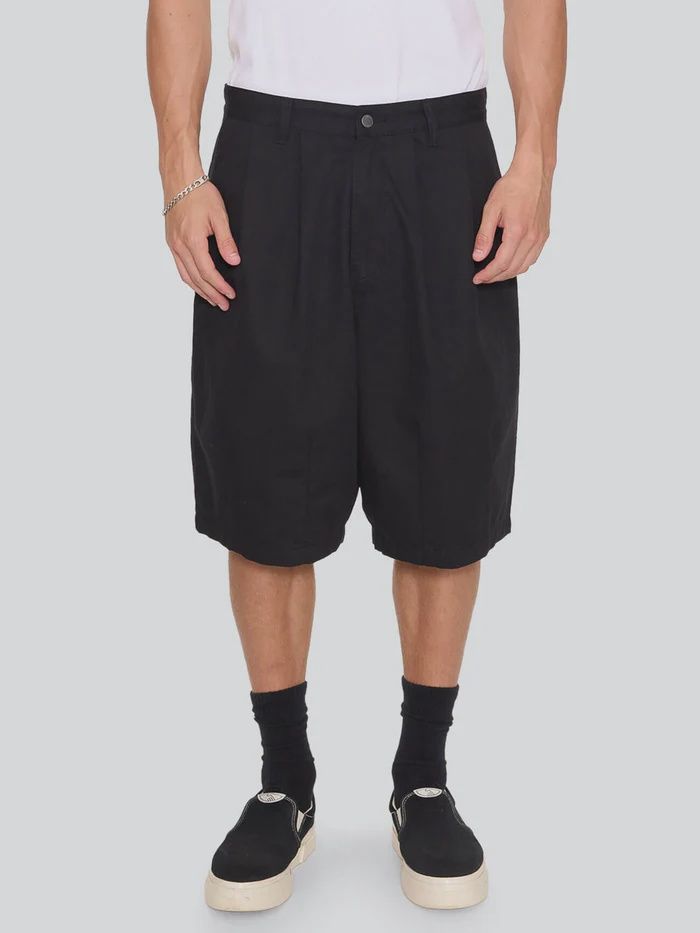 THRILLS MENS CHAOS BARREL LEG BALLOON BAGGY SHORT - BLACK