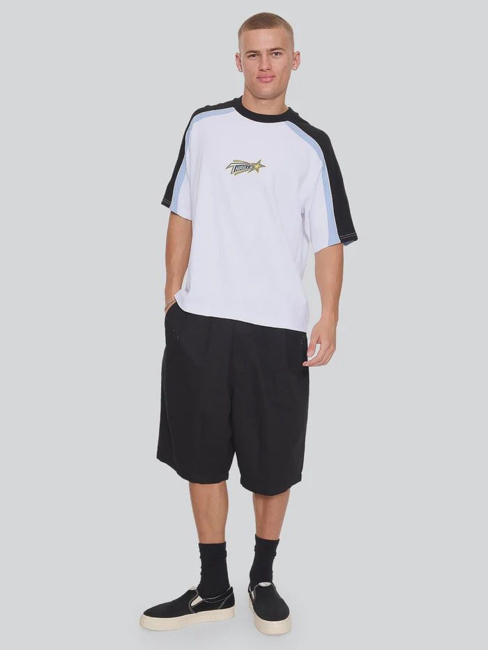 THRILLS MENS CHAOS BARREL LEG BALLOON BAGGY SHORT - BLACK