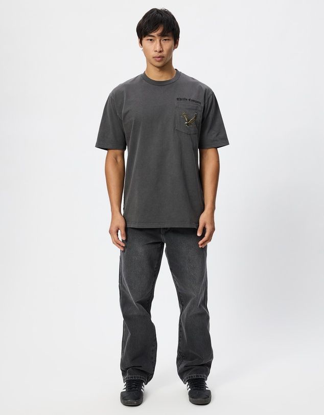 THRILLS MENS SEEN &amp; HEARD OVERSIZE POCKET TEE - DARK MERCH BLACK