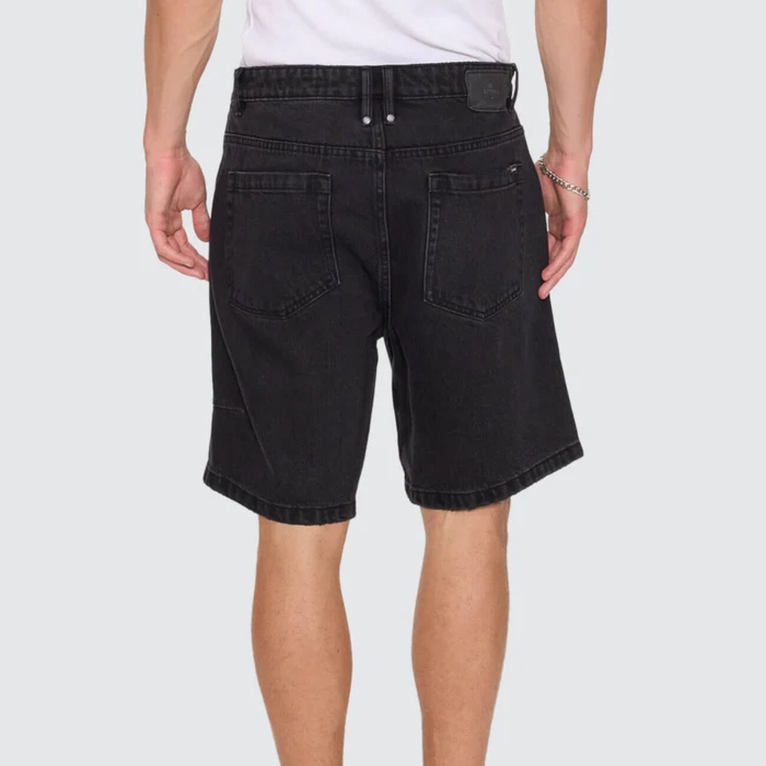 THRILL MENS SLACKER RELAXED DENIM SHORT - AGED BLACK