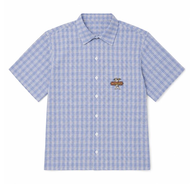 WORSHIP MENS BANNERMAN SHORT SLEEVE SHIRT - BLUE