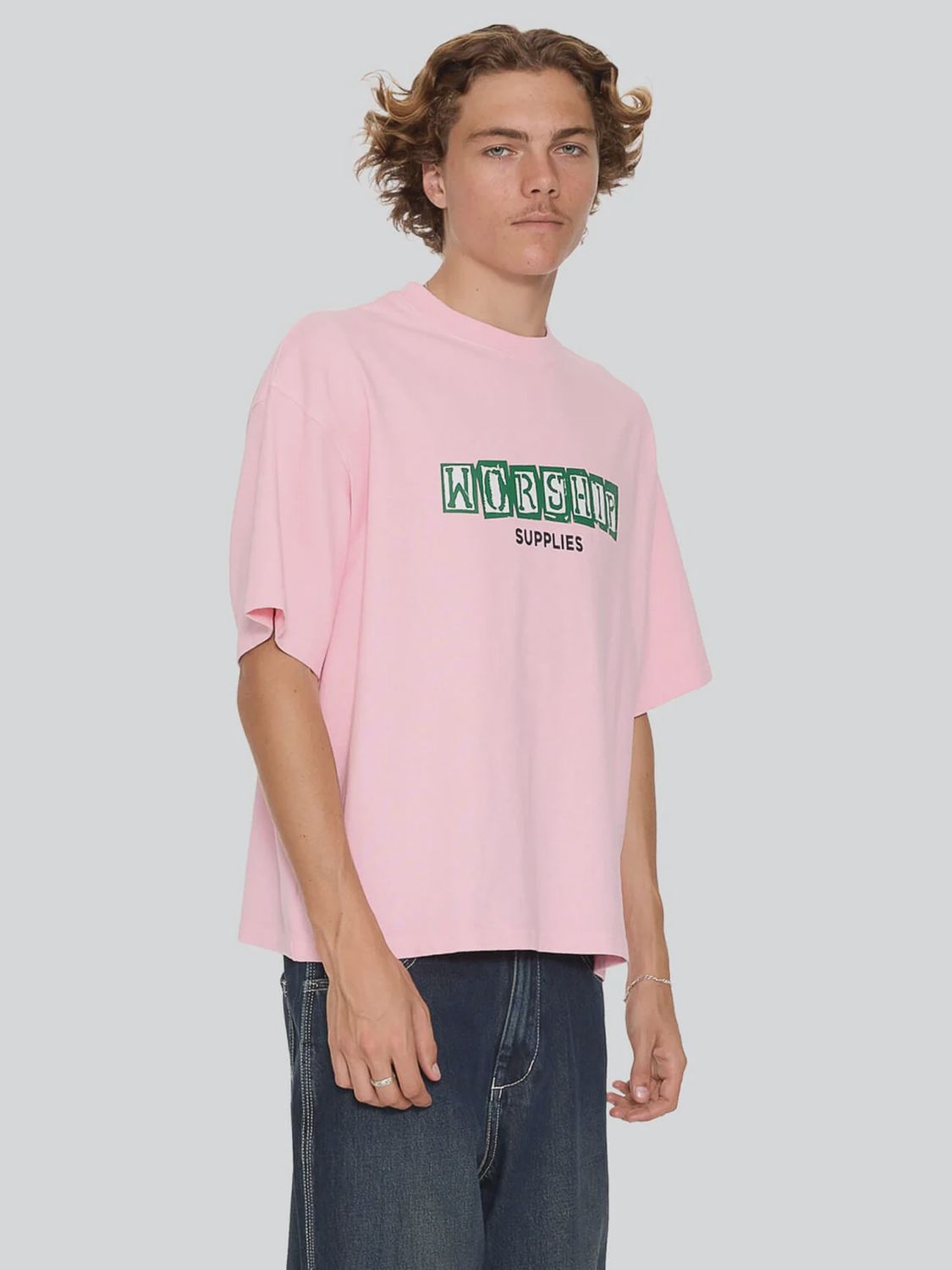 WORSHIP MENS DOGS LIFE CROP TEE - PARFAIT PINK