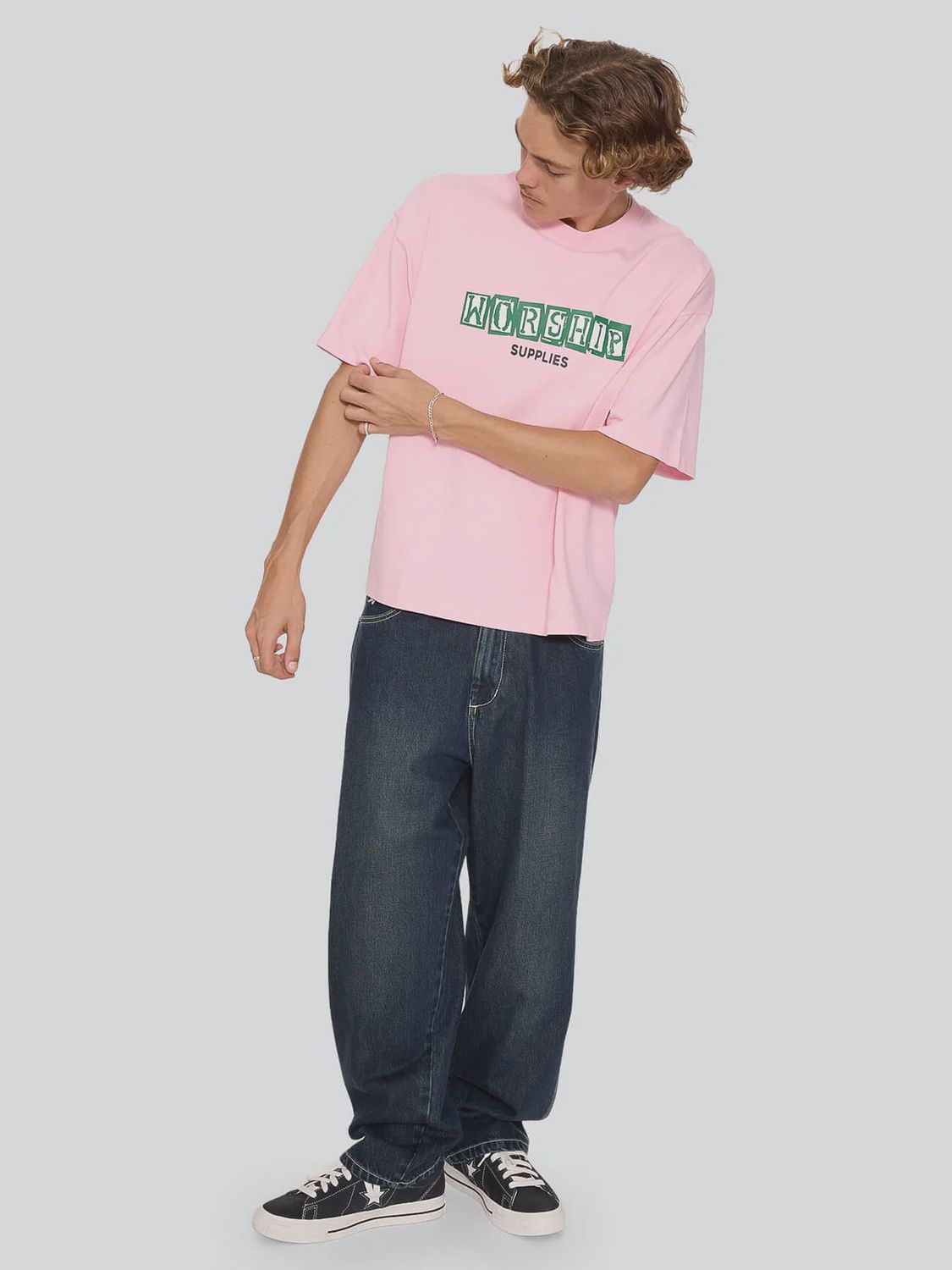 WORSHIP MENS DOGS LIFE CROP TEE - PARFAIT PINK