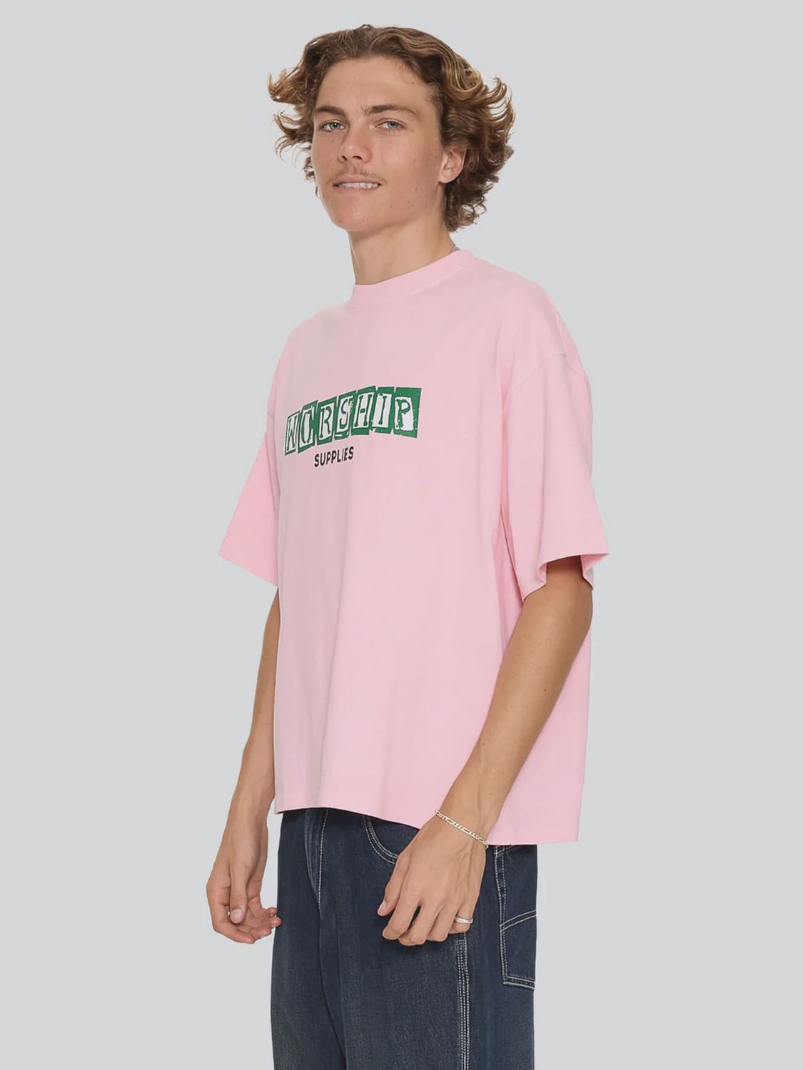 WORSHIP MENS DOGS LIFE CROP TEE - PARFAIT PINK