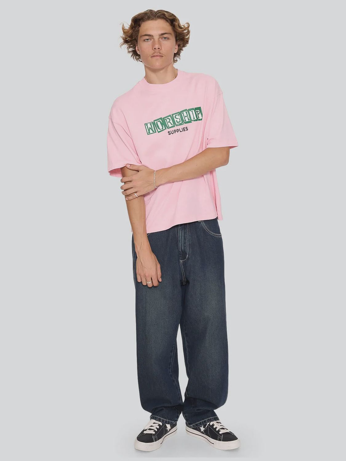 WORSHIP MENS DOGS LIFE CROP TEE - PARFAIT PINK