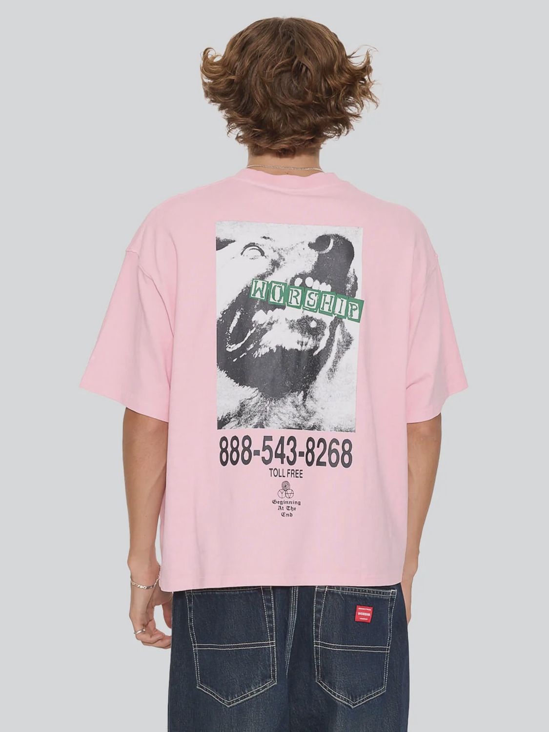 WORSHIP MENS DOGS LIFE CROP TEE - PARFAIT PINK