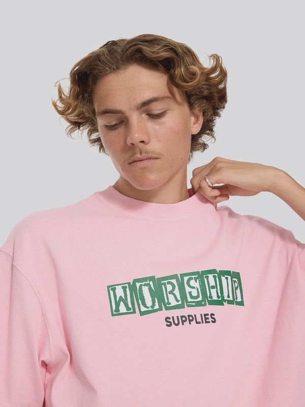 WORSHIP MENS DOGS LIFE CROP TEE - PARFAIT PINK