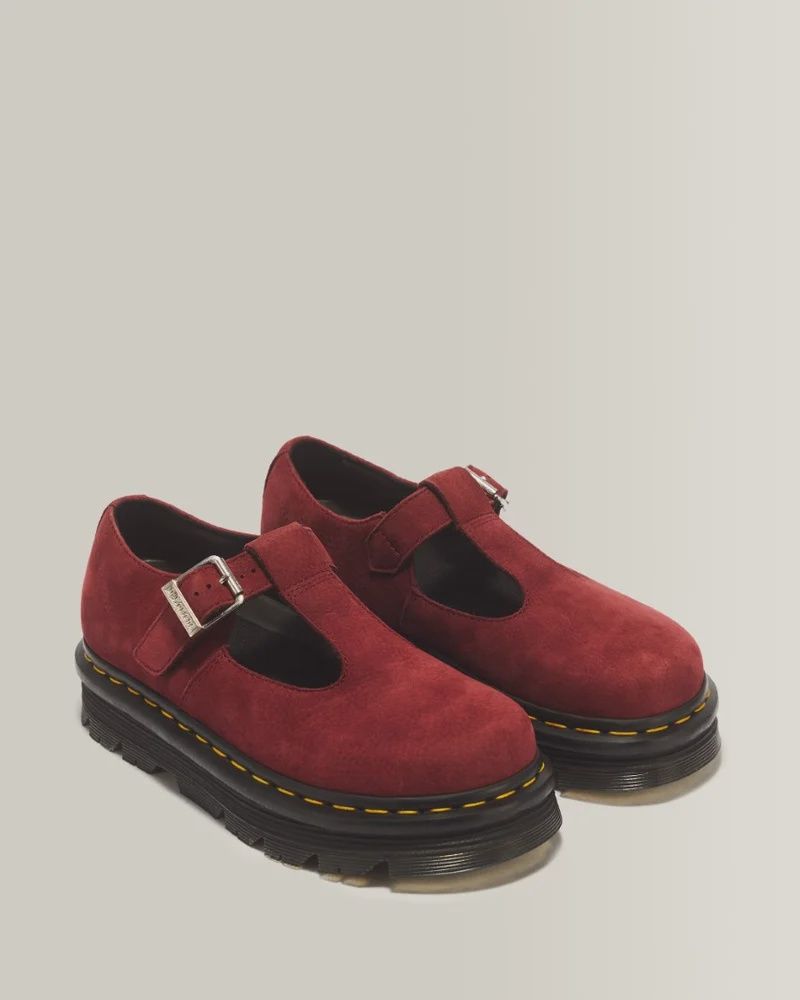 DR MARTENS ZEBZAG MARY JANE - CHERRY RED MILLED NUBUCK