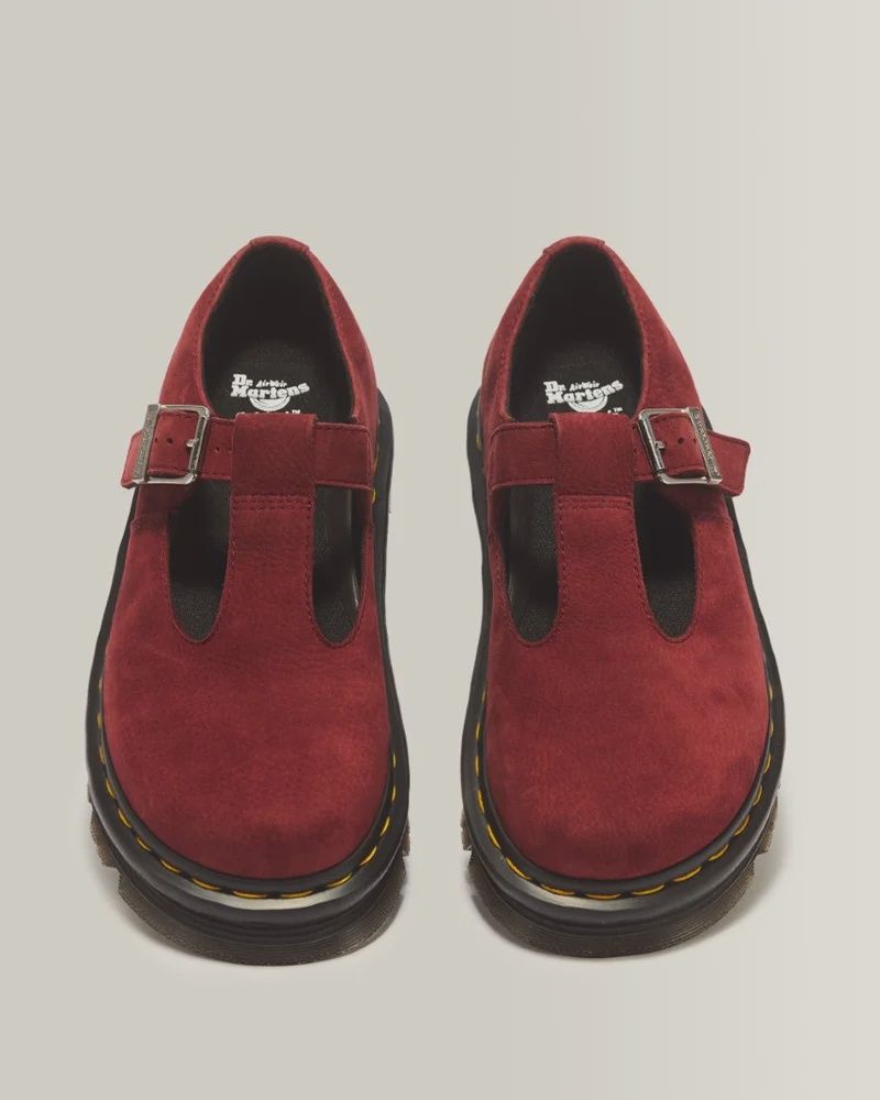 DR MARTENS ZEBZAG MARY JANE - CHERRY RED MILLED NUBUCK