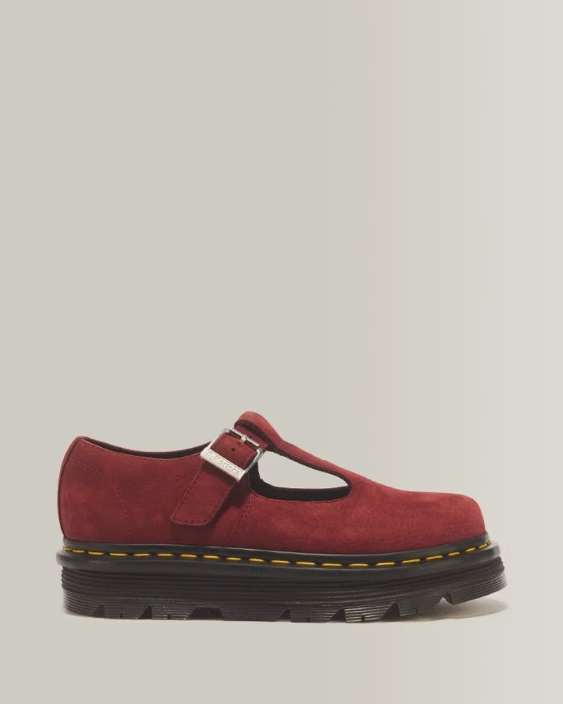 DR MARTENS ZEBZAG MARY JANE - CHERRY RED MILLED NUBUCK