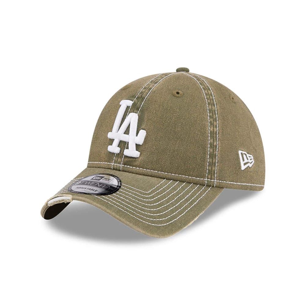 NEW ERA 9TWENTY LA DODGERS MBL ADJUSTABLE CAP - STENCIL DISTRESS GREEN