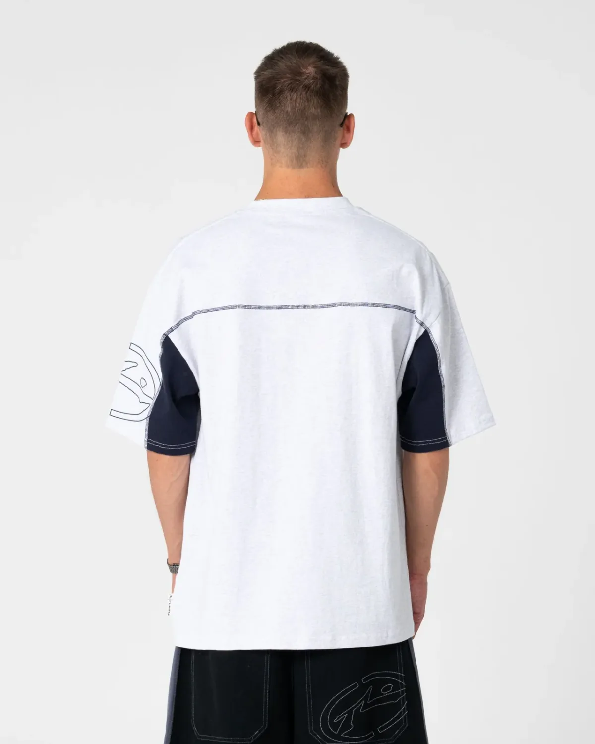 RUSTY MENS CYBERWAVE SHORT SLEEVE TEE - ECRU MARLE