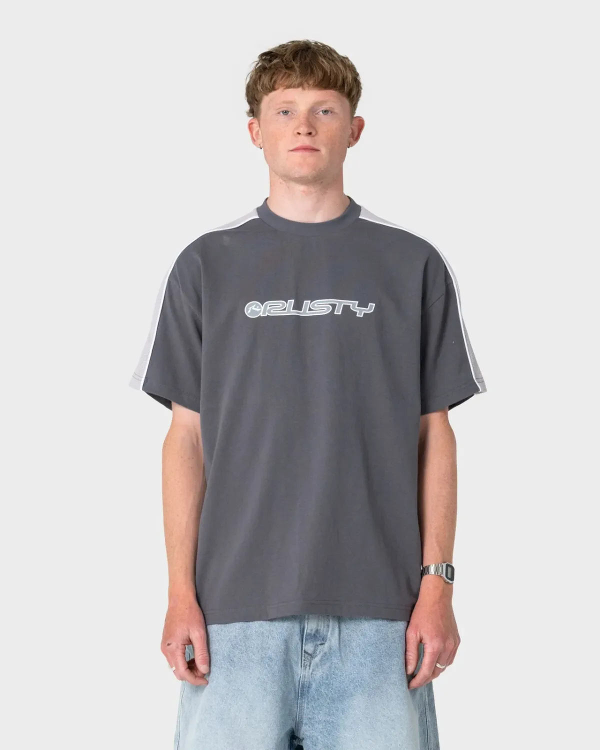 RUSTY MENS ALONSO 3.0 SHORT SLEEVE TEE - STEEL