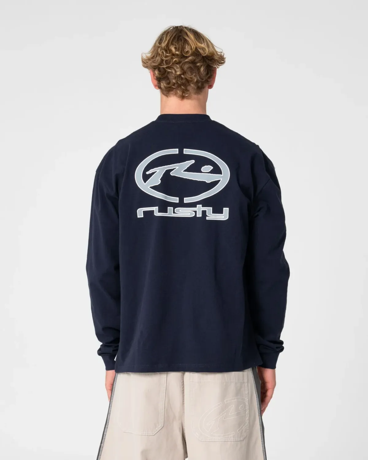 RUSTY MENS TURBO LONG SLEEVE TEE - NAVY BLUE