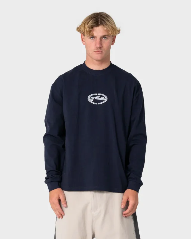 RUSTY MENS TURBO LONG SLEEVE TEE - NAVY BLUE