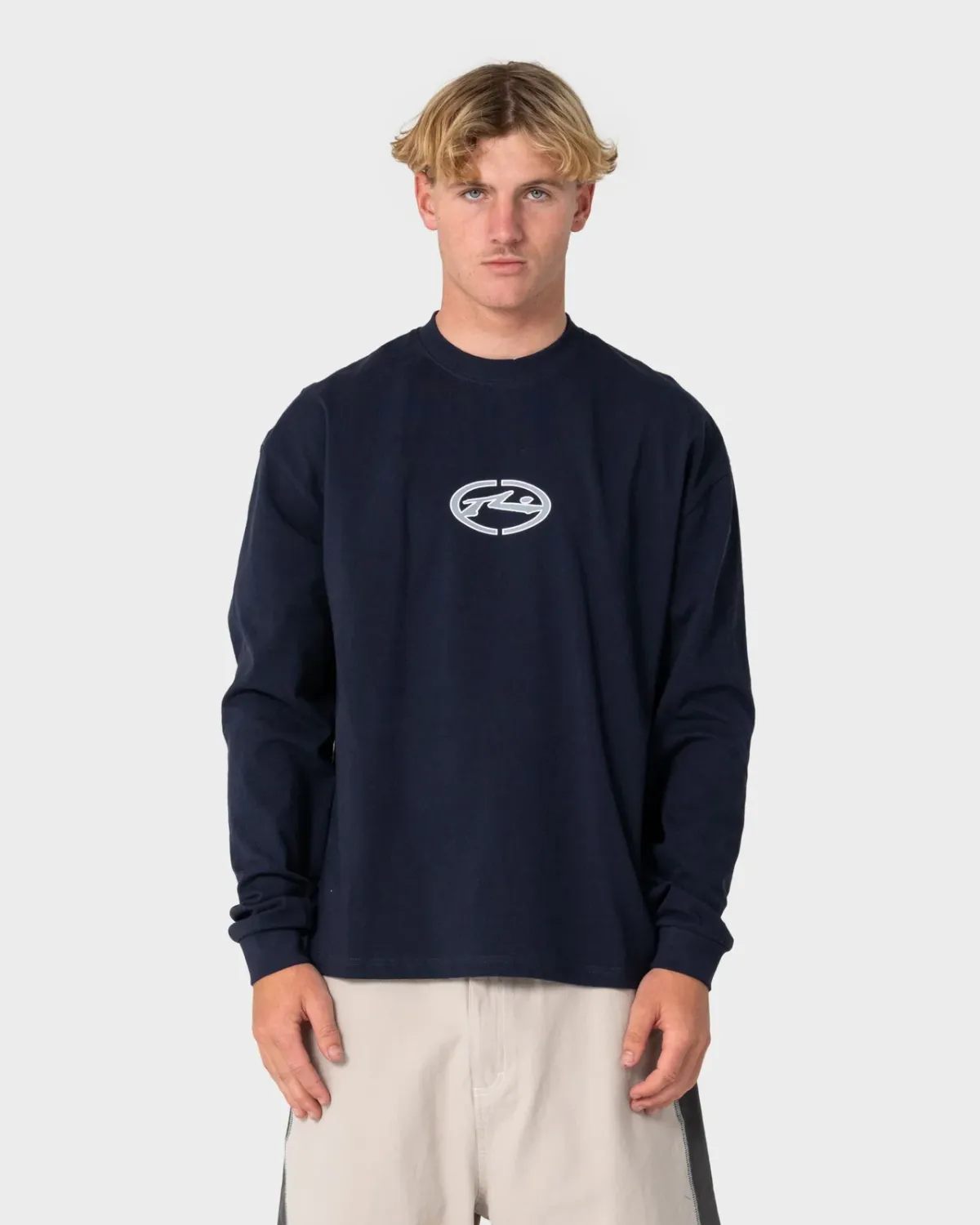 RUSTY MENS TURBO LONG SLEEVE TEE - NAVY BLUE