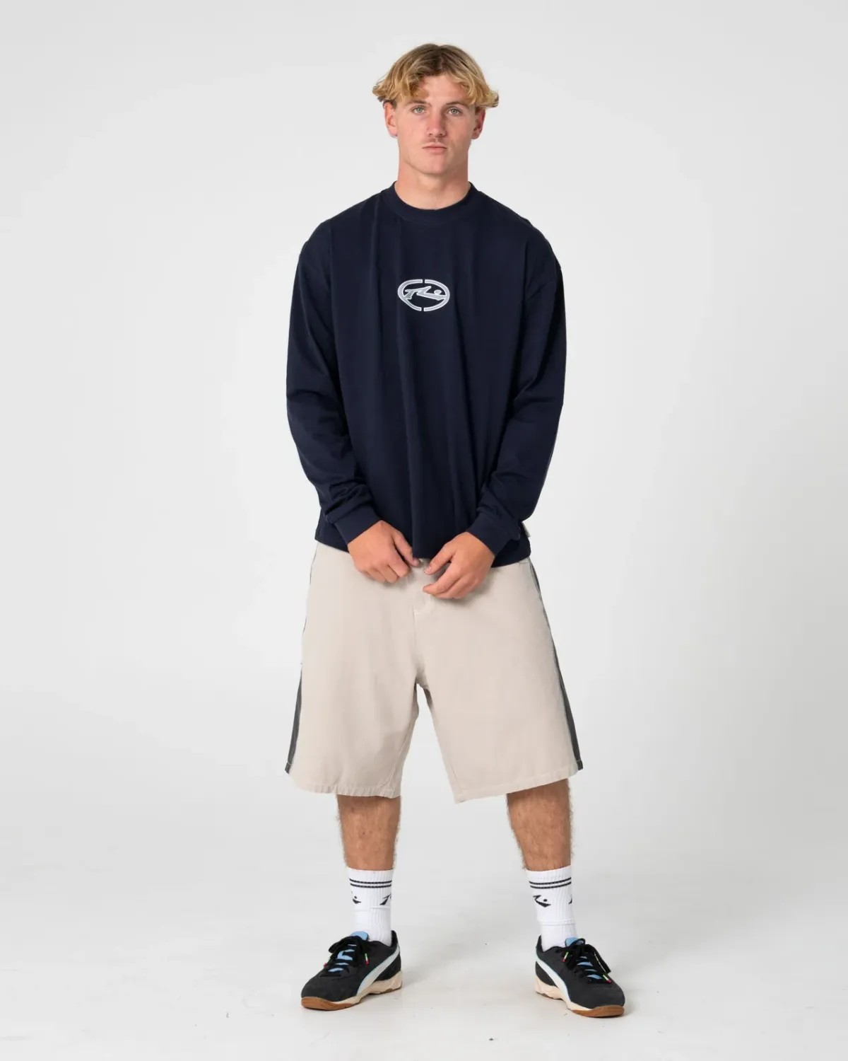 RUSTY MENS TURBO LONG SLEEVE TEE - NAVY BLUE