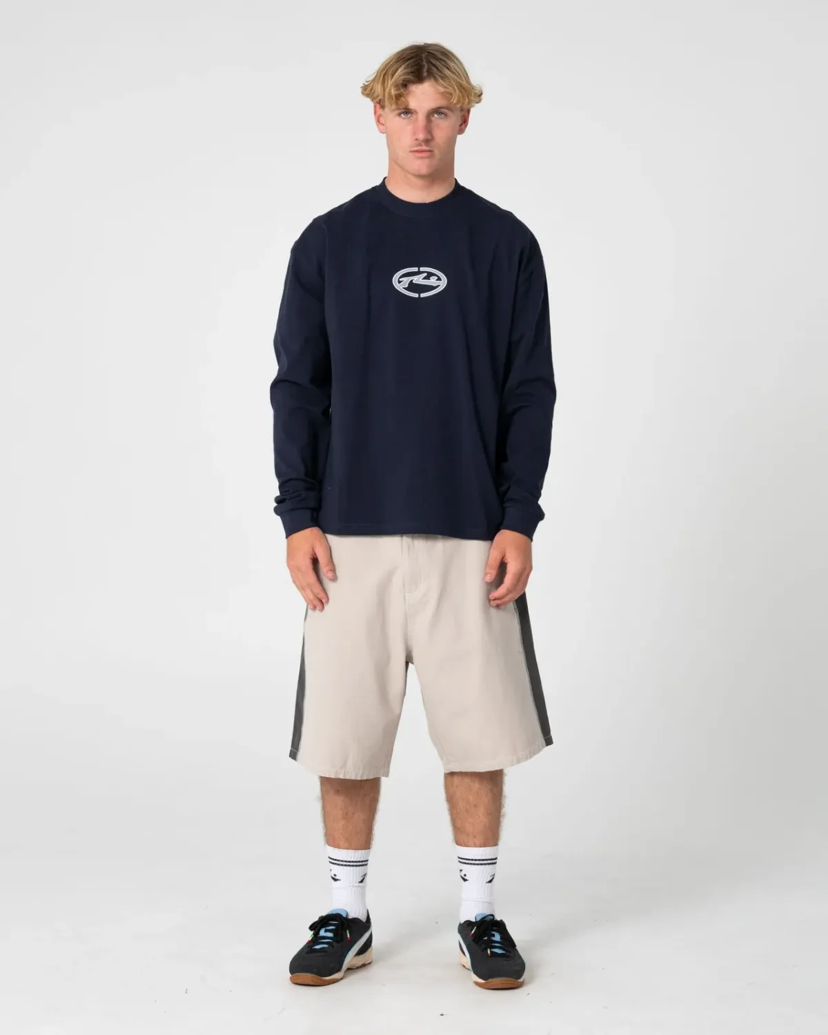 RUSTY MENS TURBO LONG SLEEVE TEE - NAVY BLUE
