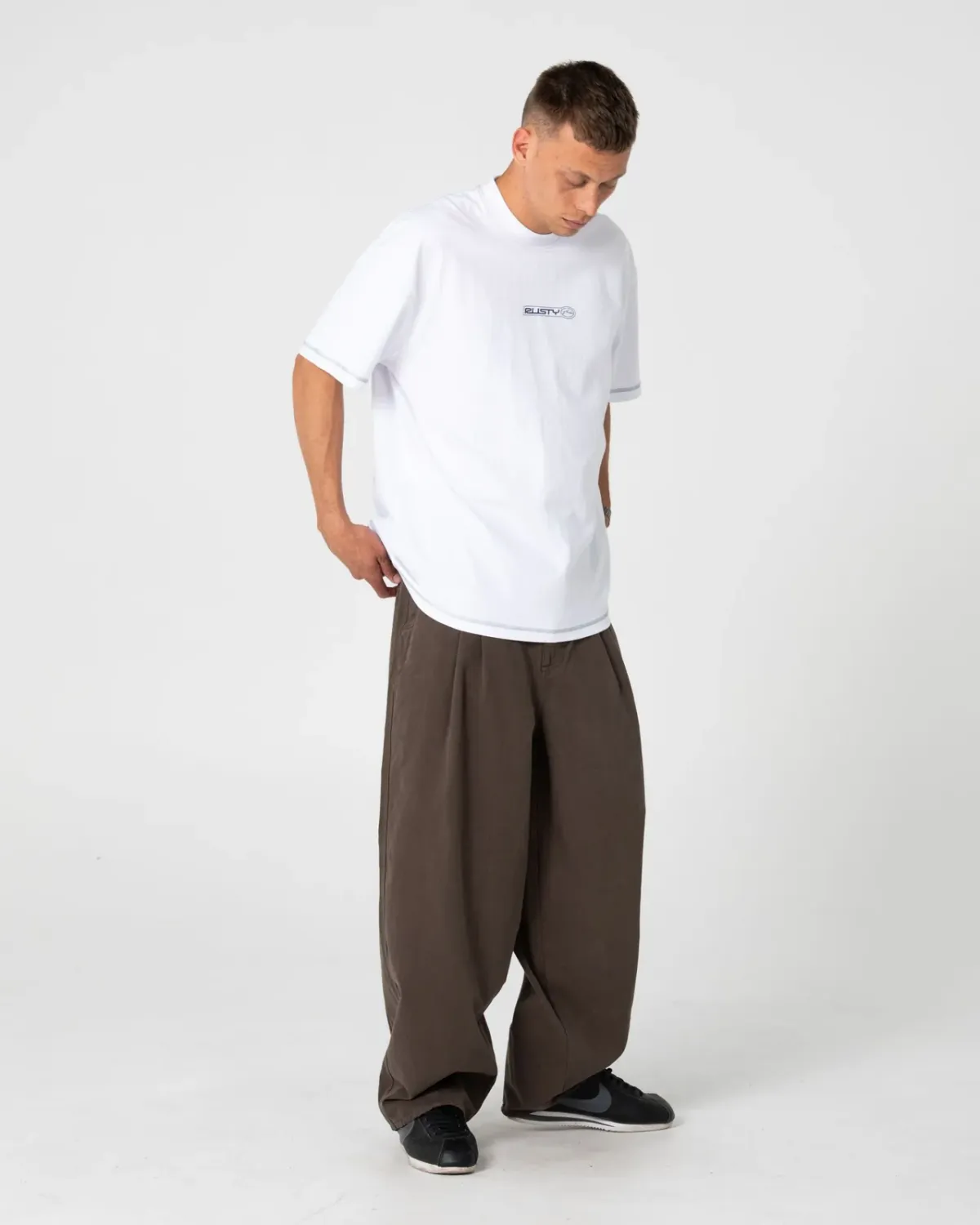 RUSTY MENS BUS DOWN SHORT SLEEVE TEE - WHITE