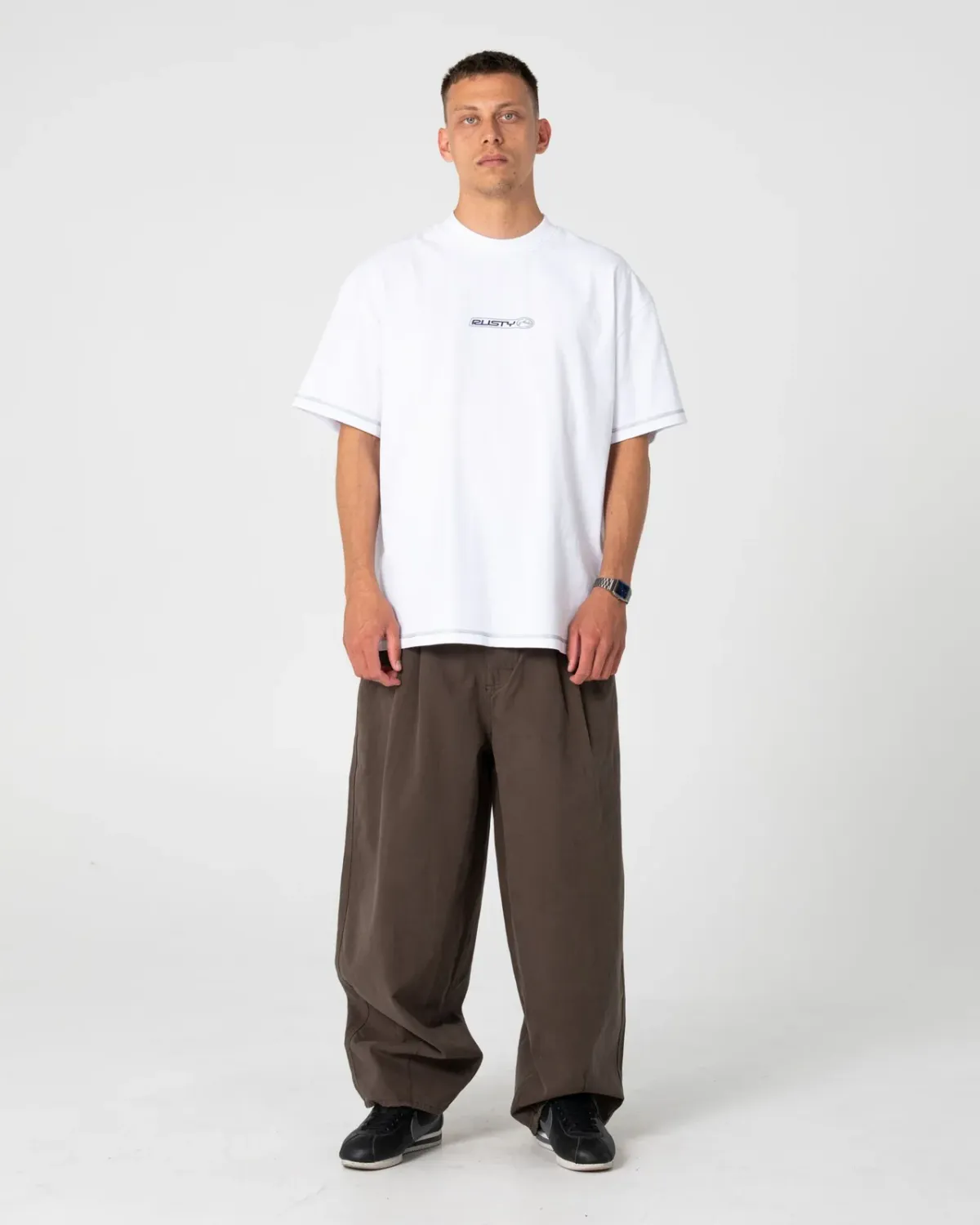 RUSTY MENS BUS DOWN SHORT SLEEVE TEE - WHITE