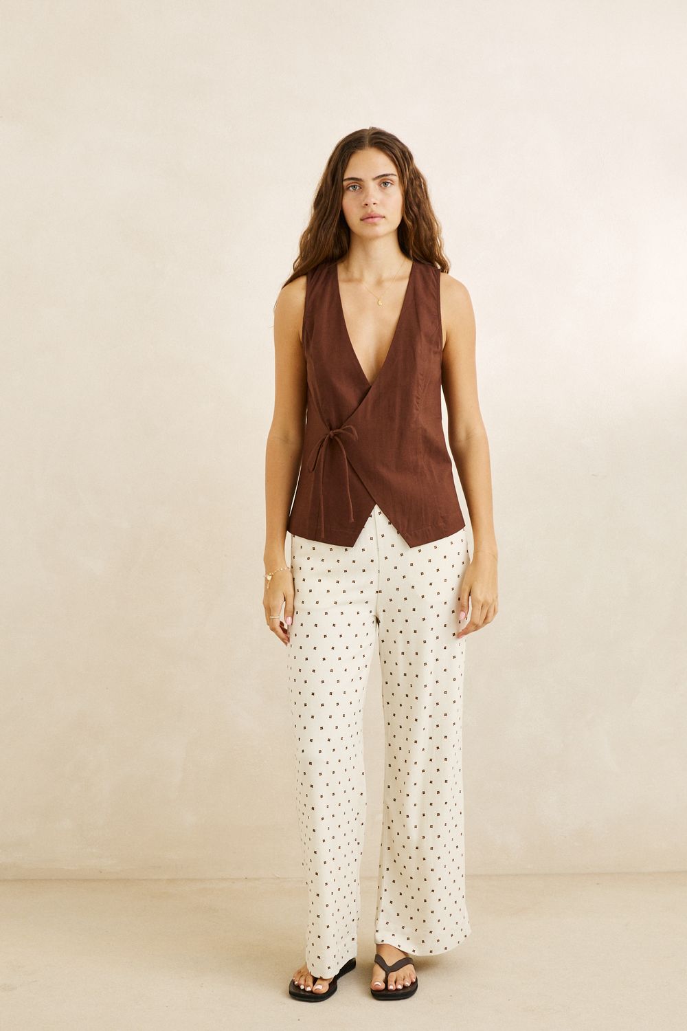 RHYTHM WOMENS VENICE WRAP VEST - CHOCOLATE