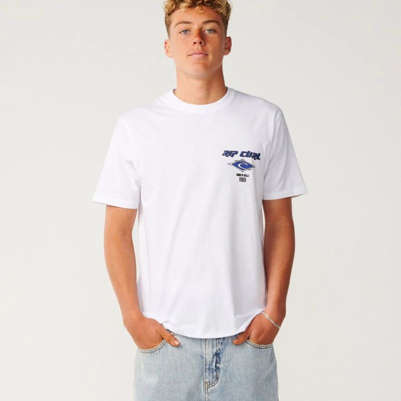 RIPCURL MENS FADE OUT ICON SS TEE- WHITE