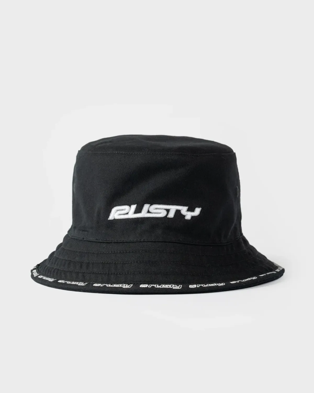 RUSTY MENS BLACK LIST REVERSIBLE BUCKET HAT - BLACK