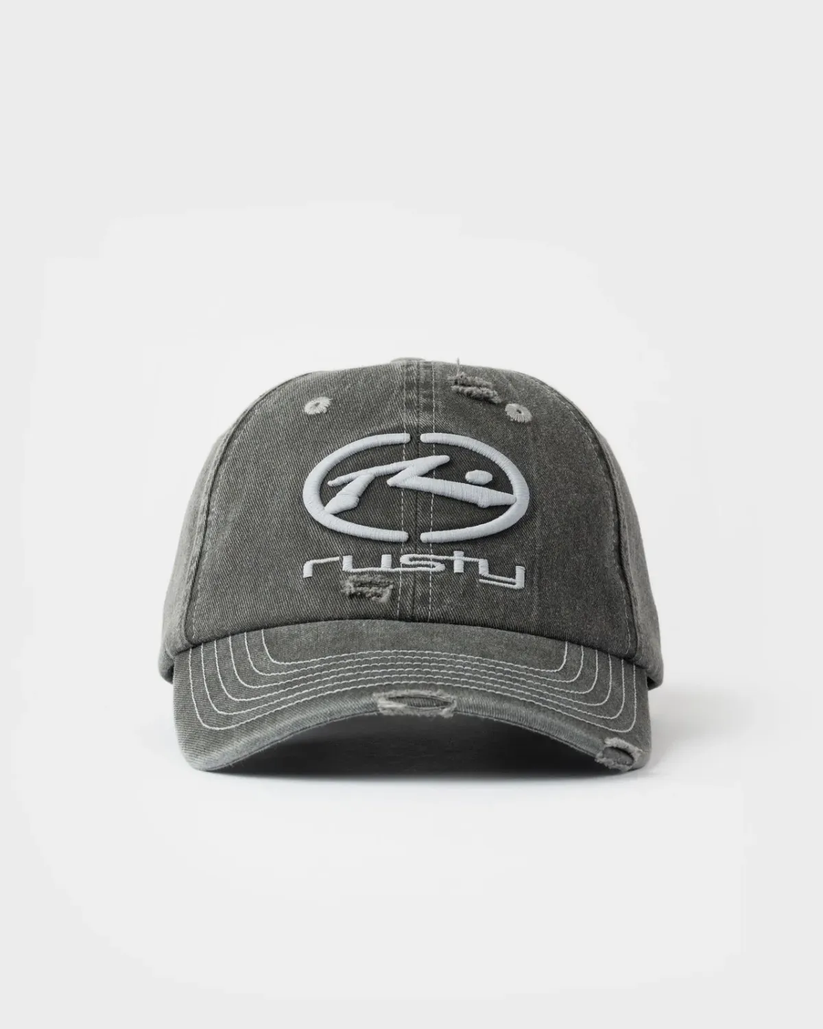 RUSTY MENS SPLIT SEAM DAD CAP - WASHED BLACK