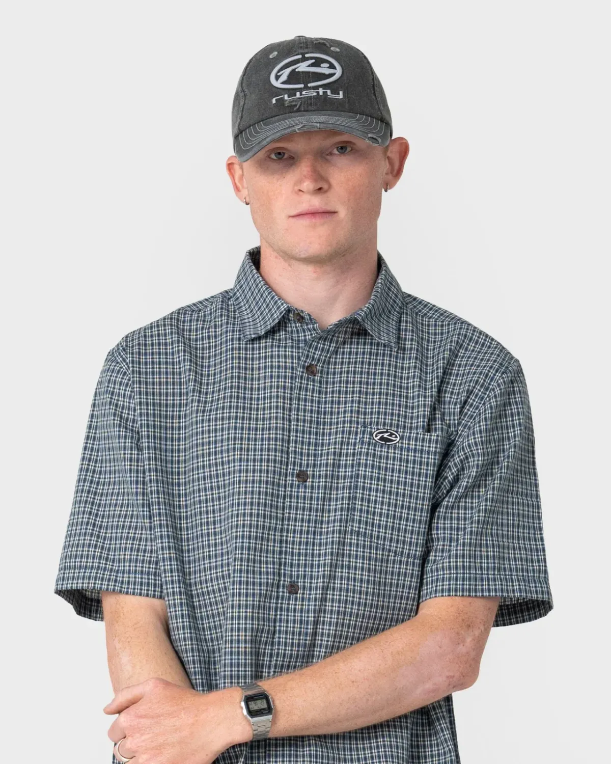 RUSTY MENS SPLIT SEAM DAD CAP - WASHED BLACK