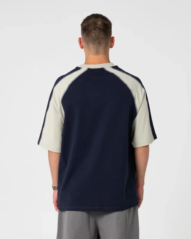 RUSTY MENS FADE-R SHORT SLEEVE TEE - NAVY BLUE