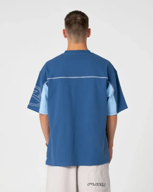RUSTY MENS CYBERWAVE SHORT SLEEVE TEE - ATLANTIC BLUE