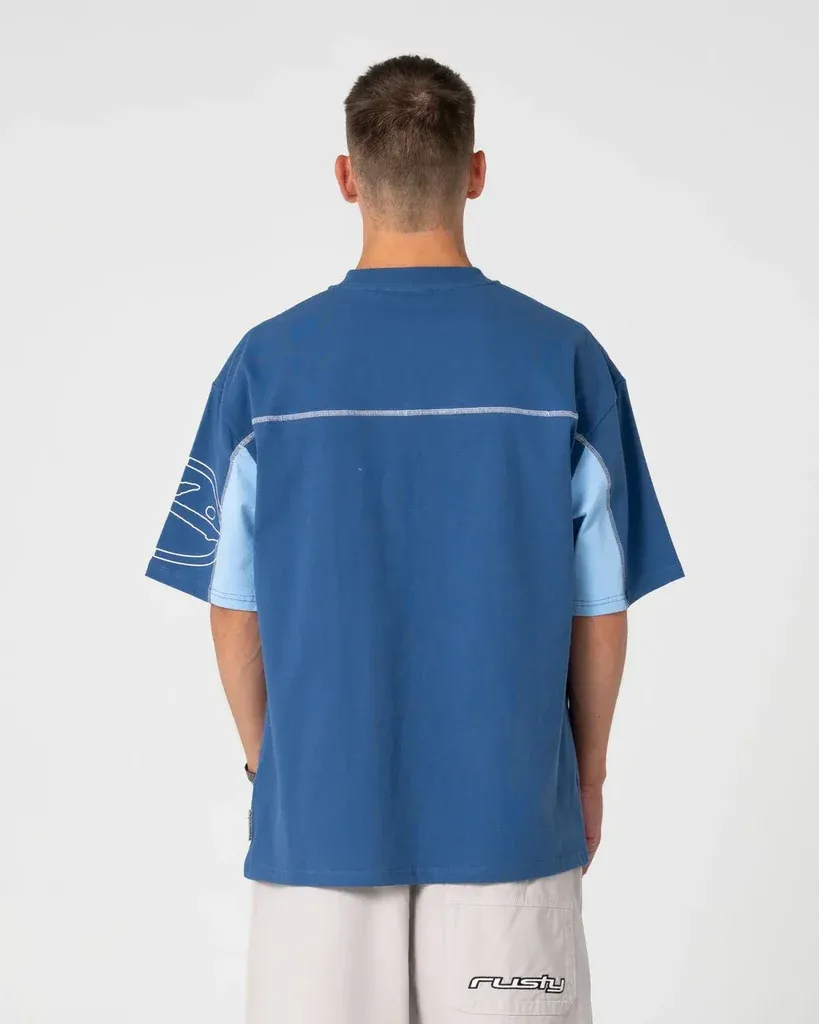 RUSTY MENS CYBERWAVE SHORT SLEEVE TEE - ATLANTIC BLUE