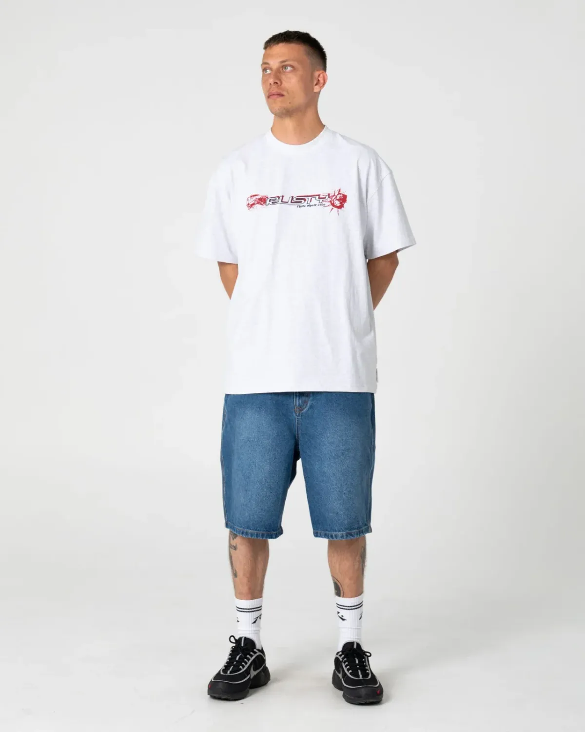 RUSTY MENS FOUR BY FOUR SHORT SLEEVE TEE - ECRU MARLE