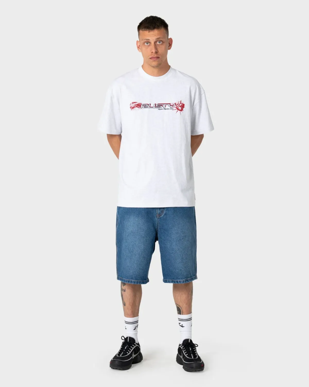 RUSTY MENS FOUR BY FOUR SHORT SLEEVE TEE - ECRU MARLE