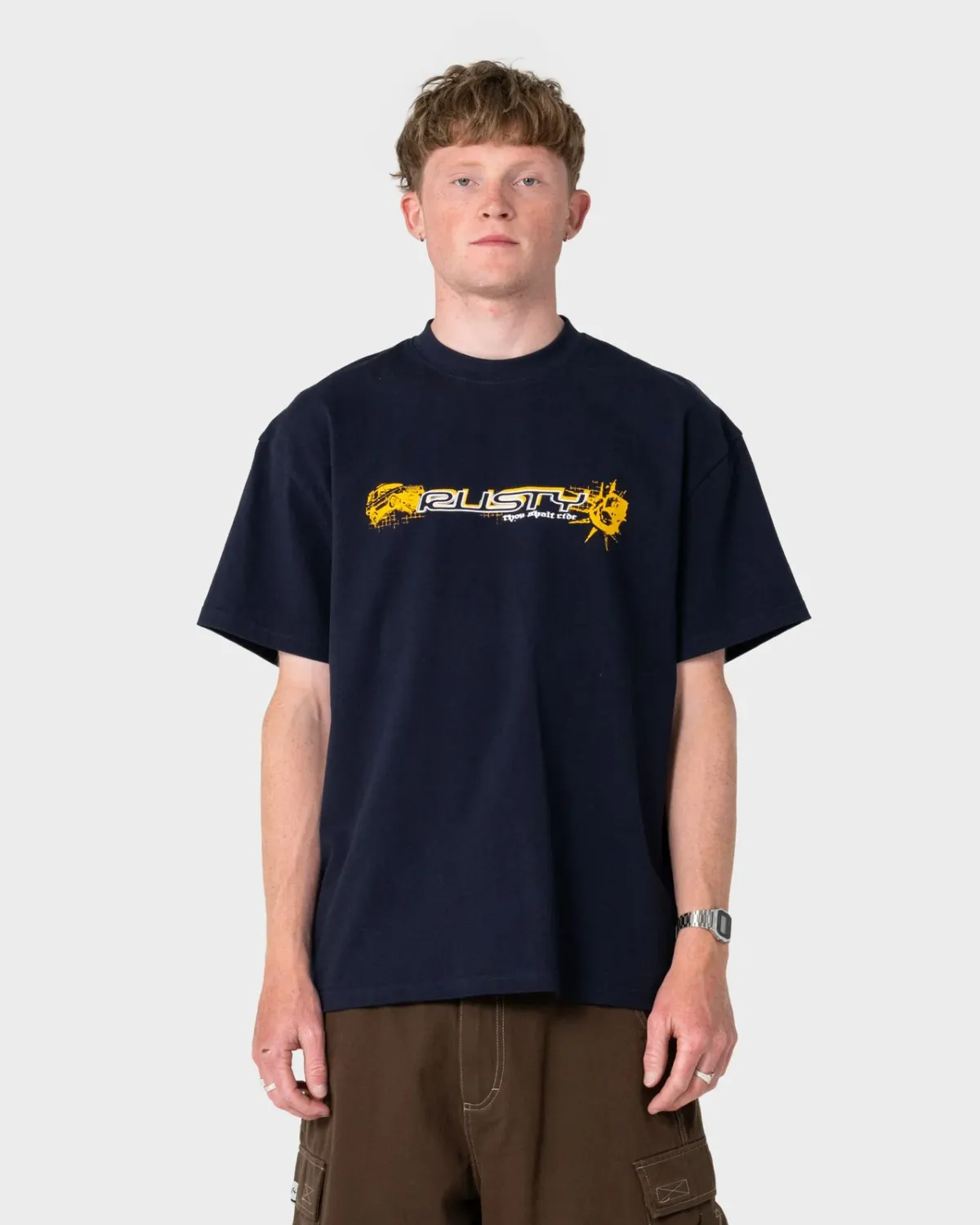 RUSTY MENS FOUR BY FOUR SHORT SLEEVE TEE - NAVY BLUE