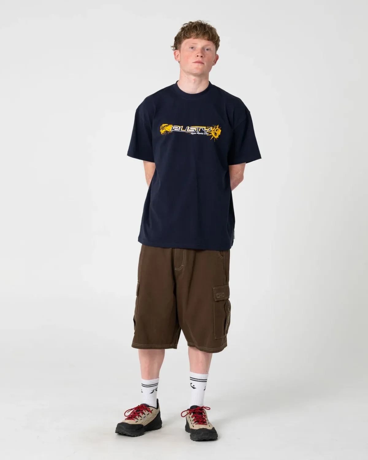 RUSTY MENS FOUR BY FOUR SHORT SLEEVE TEE - NAVY BLUE