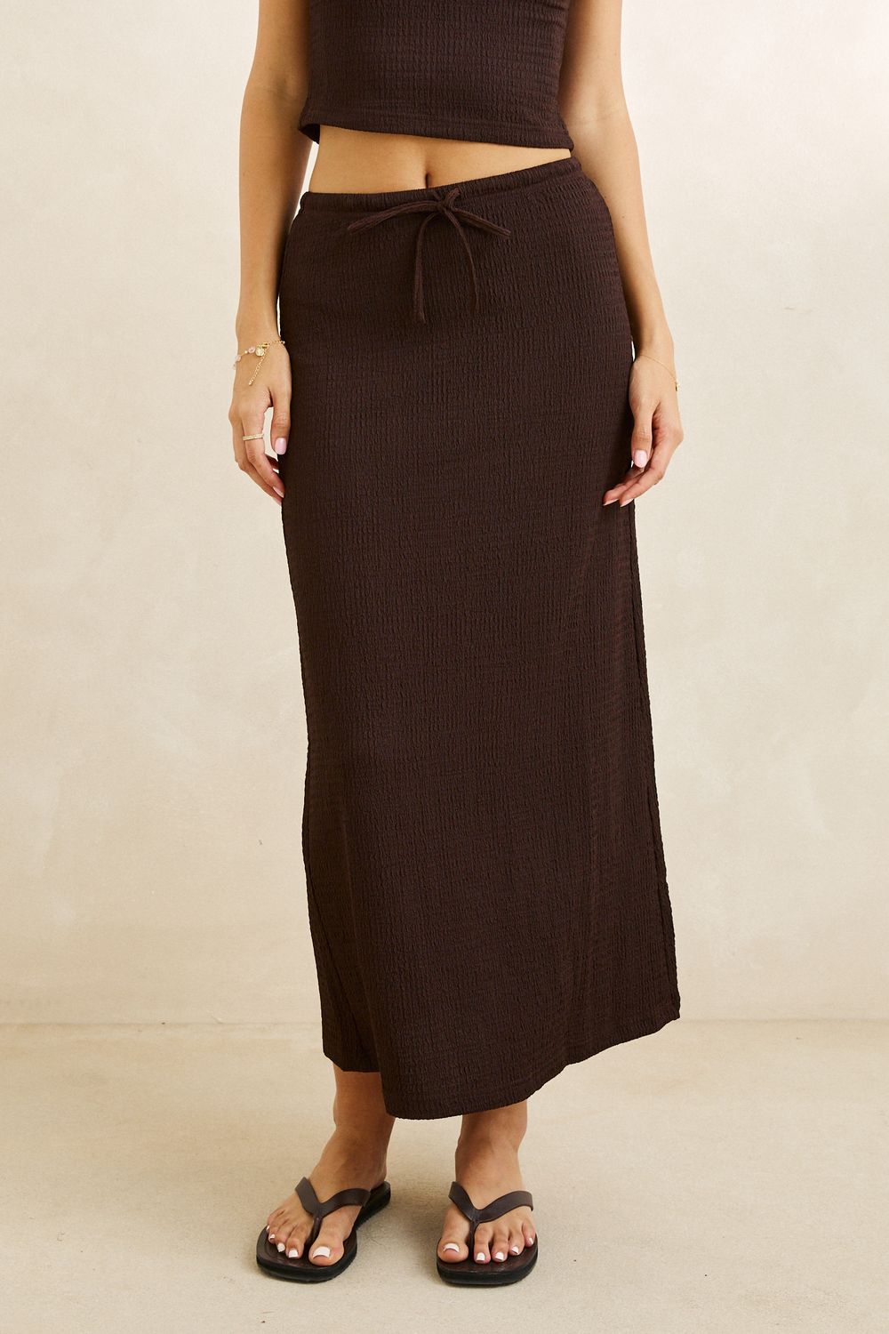 RHYTHM WOMENS INDIE MAXI SKIRT - CHOCOLATE