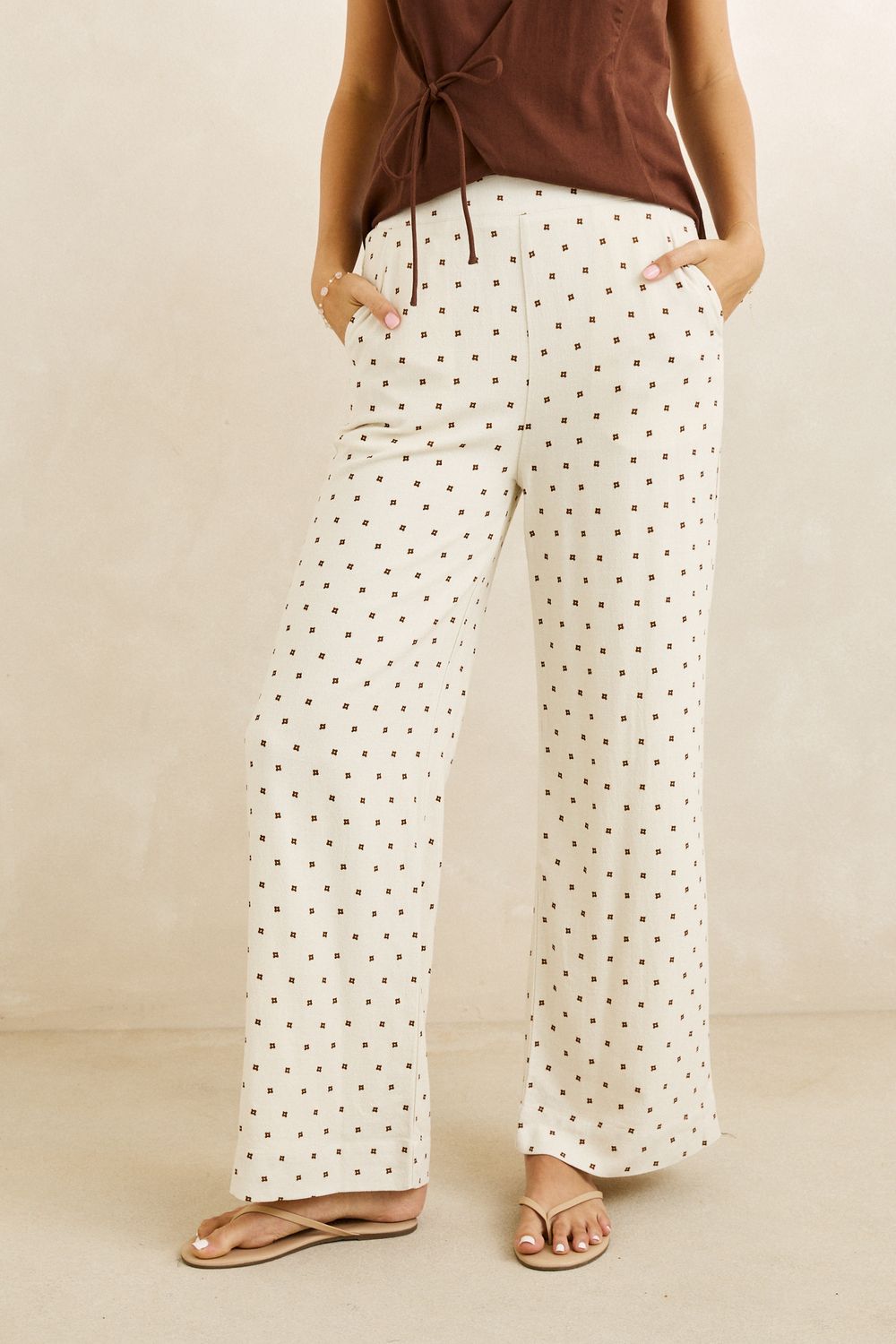 RHYTHM WOMENS SANDY ESSENTIAL WIDE LEG PANT - CREAM