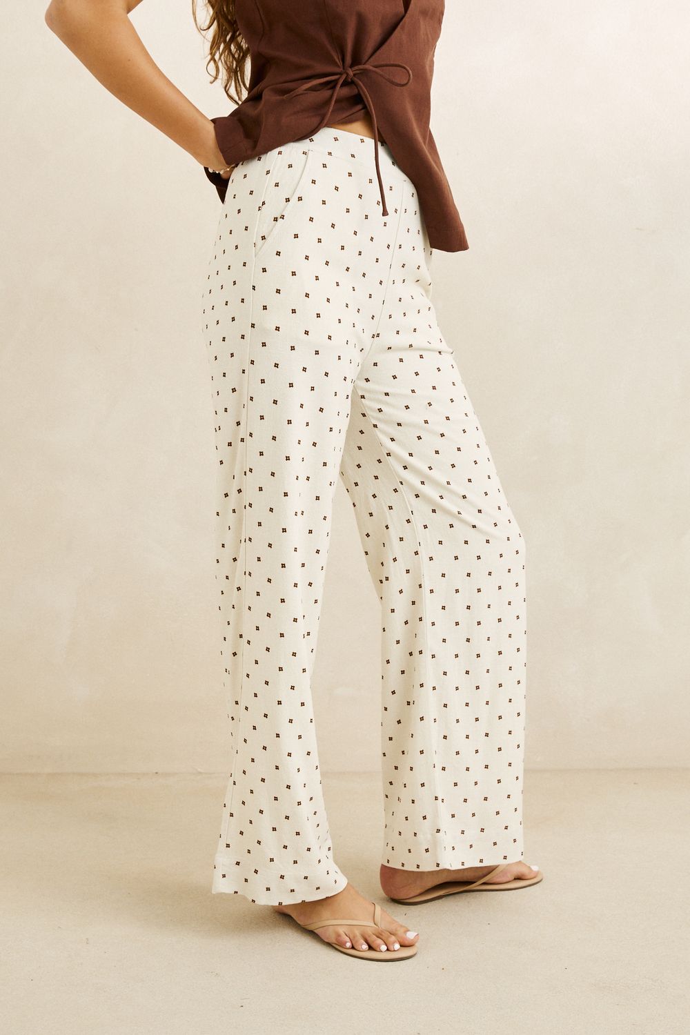 RHYTHM WOMENS SANDY ESSENTIAL WIDE LEG PANT - CREAM
