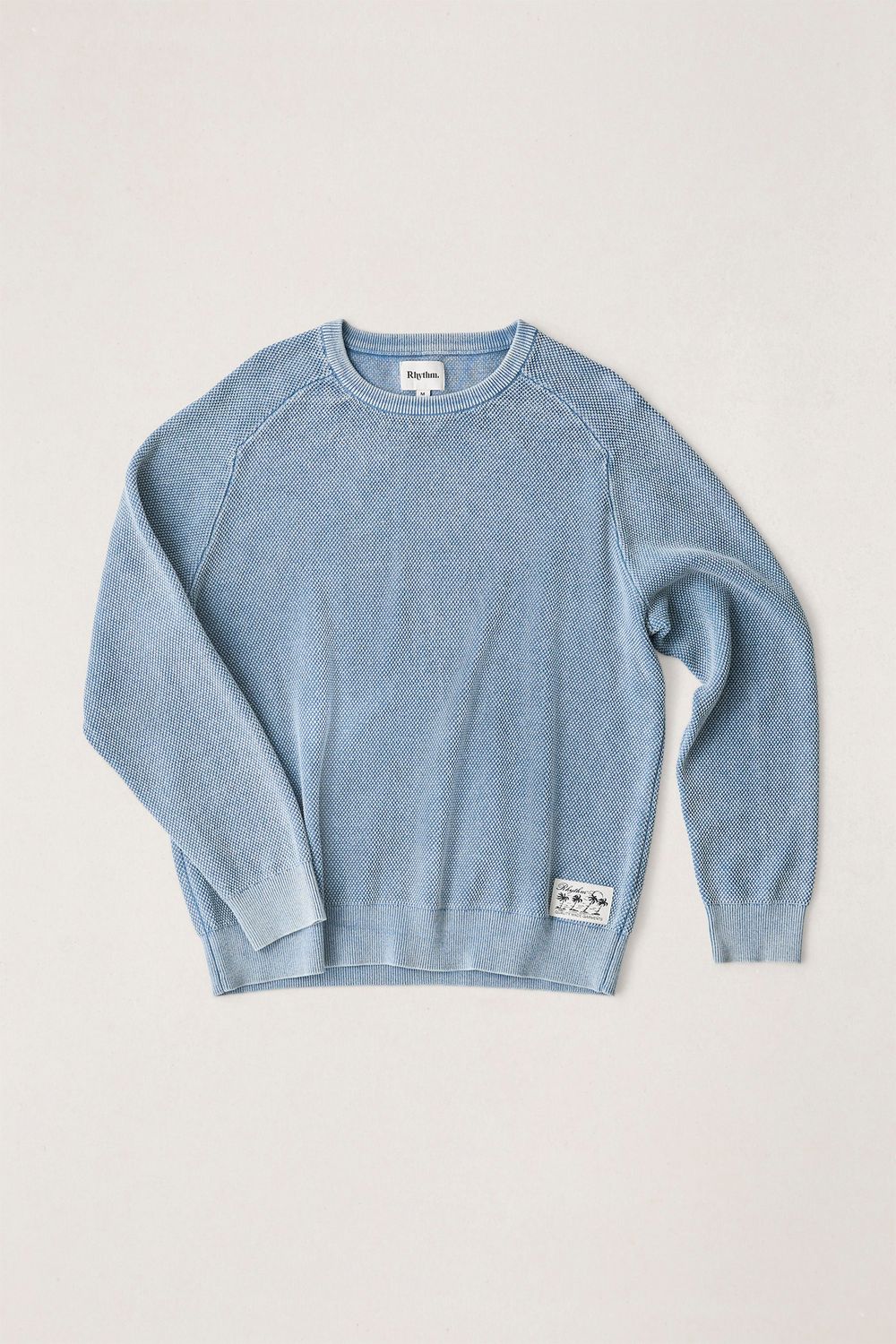 RHYTHM MENS POLU CREW KNIT - WASHED BLUE