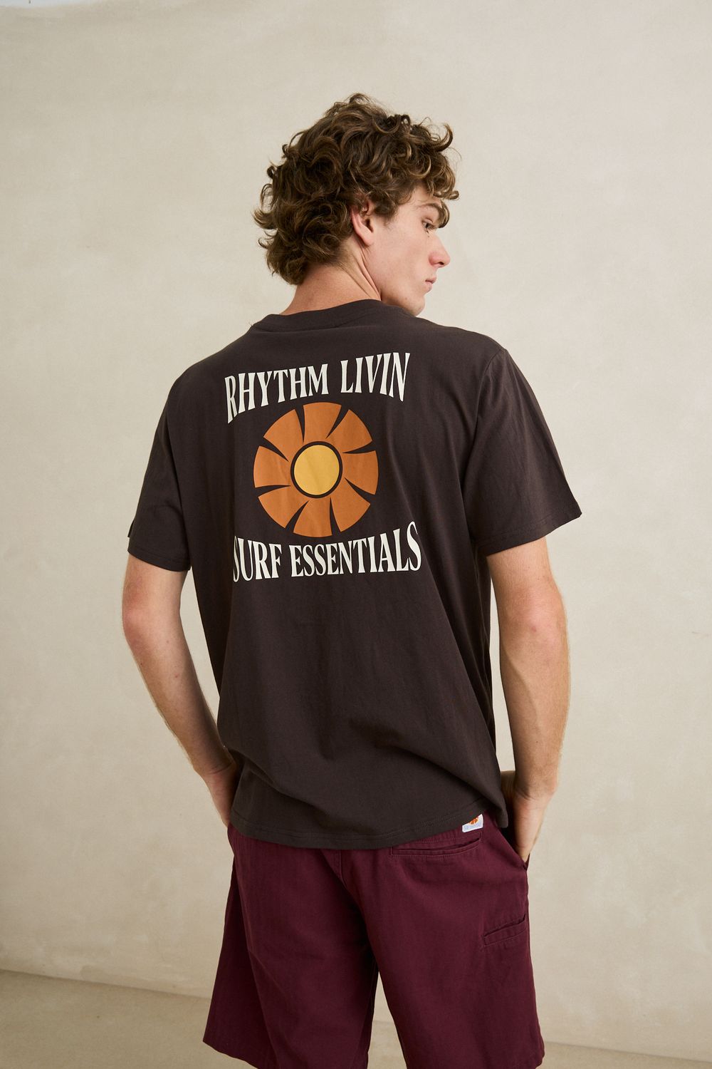 RHYTHM MENS SURF ESSENTIALS SS T-SHIRT - VINTAGE BLACK